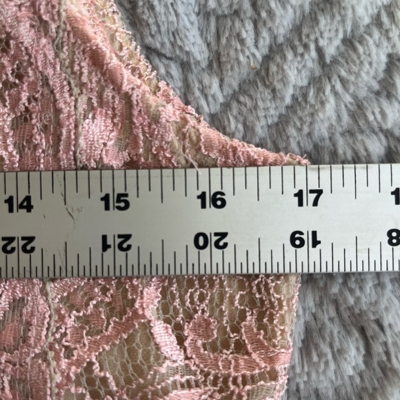 VTG Pink nude Lace vneck Sleeveless Top womens L coquette girl, y2k, 90s, GIRLY - Picture 6 of 7